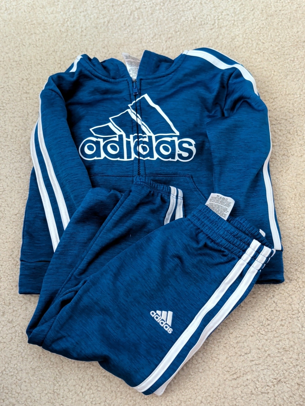 adidas Kids Navy & White Hoodie and Joggers Set